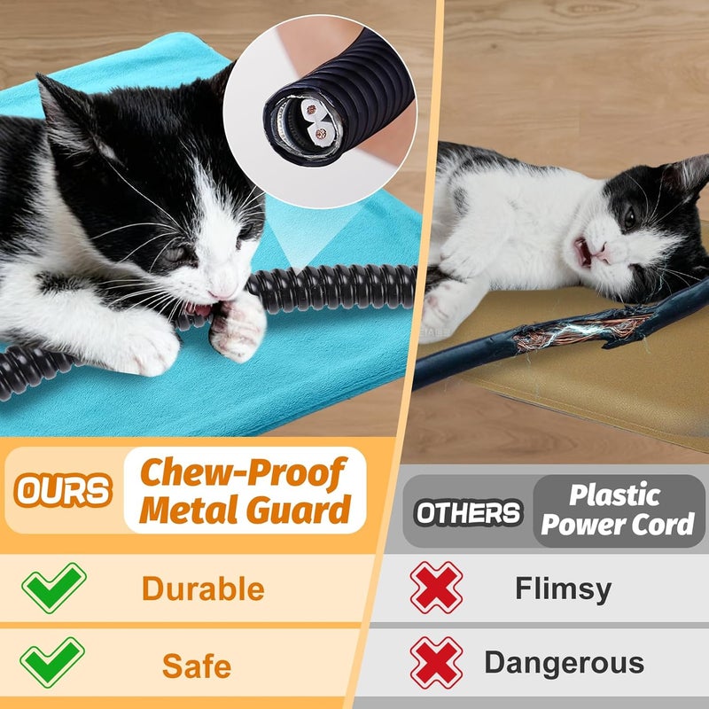 ANPHSIN Pet Heating Pad for Small Cat Dog - 9" x 12" Automatic Temperature Heated Pad with Anti Chew Cord, Warmer Mat for Chicks Bunny Rabbits - Image 2